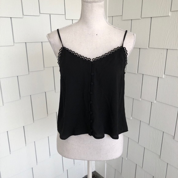 BB Dakota Tops - BB Dakota Women's Black One Hot Minute Button Front Bubble Crepe Cami Tank sz S